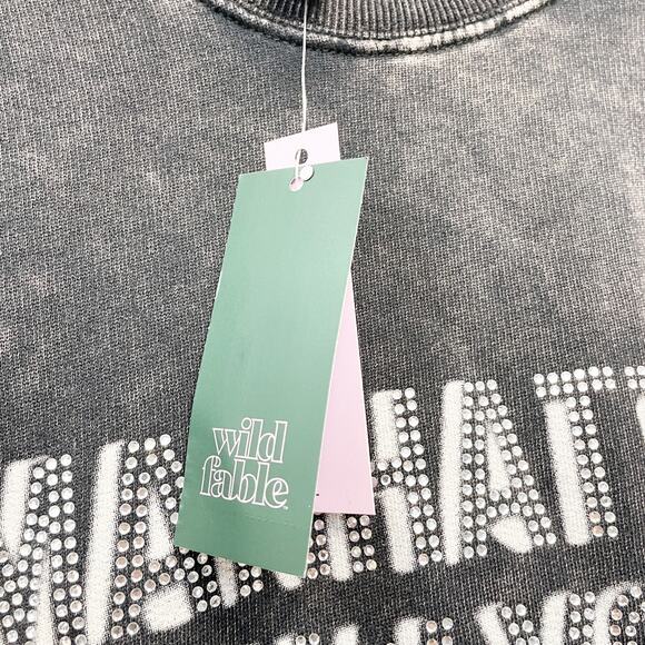 Wild Fable Women's Oversized Sweatshirt Acid Wash Manhattan New York Black XS - Picture 4 of 6